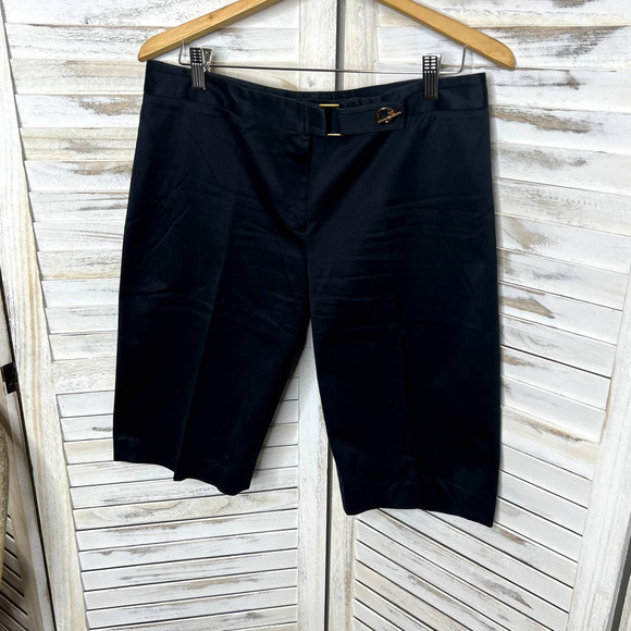 Magaschoni Women's Cotton Trouser Shorts Toggle Closure Navy 10 Nautical Preppy - Picture 5 of 12